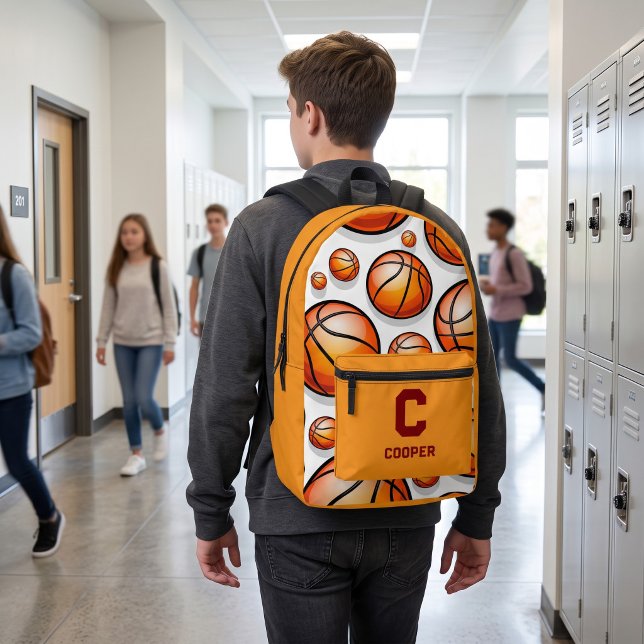 Mochila Impresa patrón de baloncesto naranja (Subido por el creador)