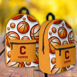 Mochila Impresa patrón de baloncesto naranja