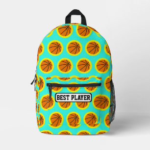 Mochila Impresa Patrón de baloncesto Nombre personalizado turquesa