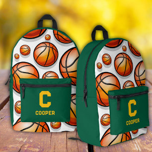 Mochila Impresa Patrón de baloncesto verde