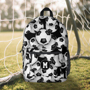 Mochila Impresa Patrón de balones de fútbol monogramado para chica