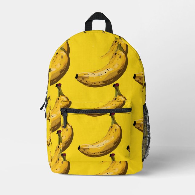 Mochila Impresa Patrón de banana en mosaico (Anverso)