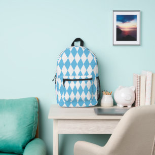 Mochila Impresa Patrón de bandera bávara en rombo azul y blanco