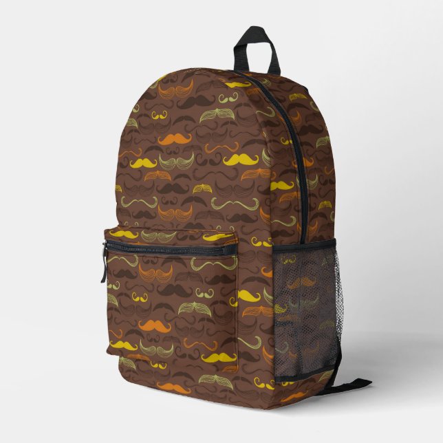 Mochila Impresa Patrón de bigote, estilo retro (Esquina derecha trasera )