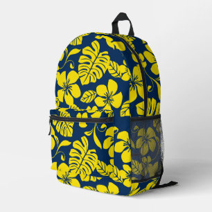 MOCHILA IMPRESA PATRÓN DE BIKINI ROSA EN AZUL OSCURO/AMARILLO