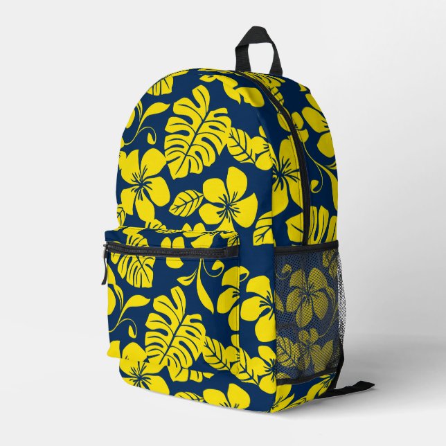 MOCHILA IMPRESA PATRÓN DE BIKINI ROSA EN AZUL OSCURO/AMARILLO (Esquina derecha trasera )