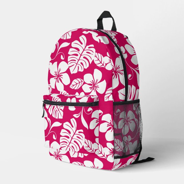MOCHILA IMPRESA PATRÓN DE BIKINI ROSA EN ROJO FRESAS (Esquina derecha trasera )