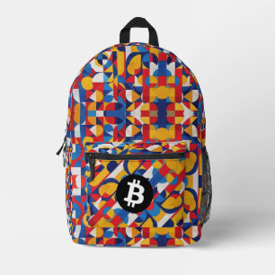 Mochila Impresa Patrón de Bitcoin colorido