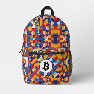 Mochila Impresa Patrón de Bitcoin colorido