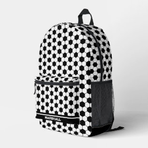 Mochila Impresa Patrón de bola de fútbol blanco y negro