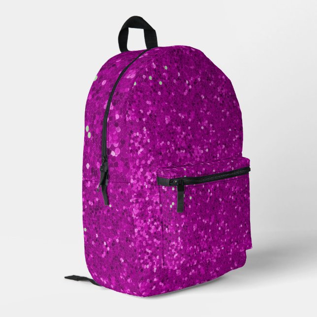 Mochila Impresa Patrón de brillo falso glam rosa profundo (Esquina izquierda trasera)