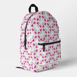Mochila Impresa Patrón de Bulldog Francés Rosa Amarillo