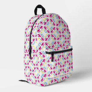 Mochila Impresa Patrón de Bulldog Francés Rosa Amarillo