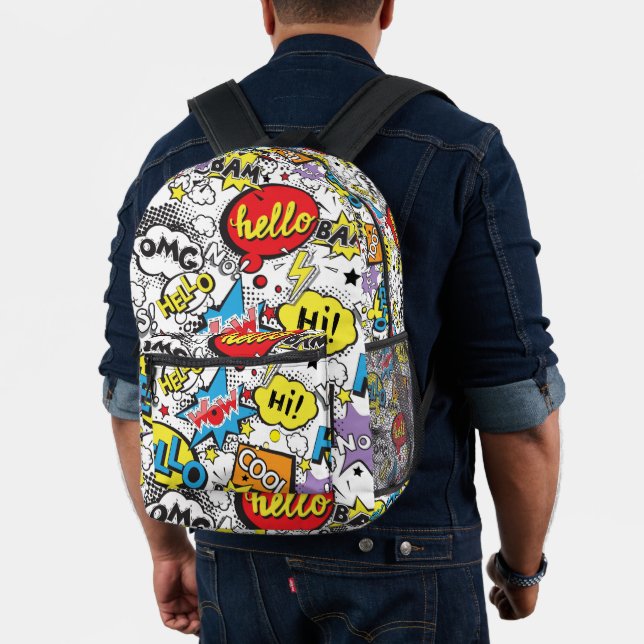 Mochila Impresa Patrón de Burbuja de Diálogo de Arte Pop de Cómic  (Insitu (Modelo))
