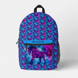 Mochila Impresa Patrón de caballo colorido Fantasy Personalizado