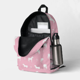 Mochila Impresa Patrón de caballo ecuestre suave rosado
