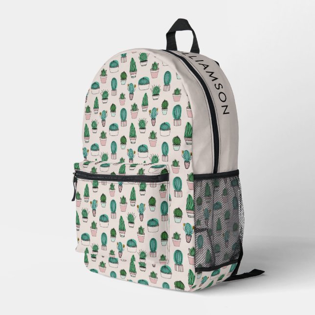 Mochila Impresa Patrón de Cactus Succulent (Esquina derecha trasera )