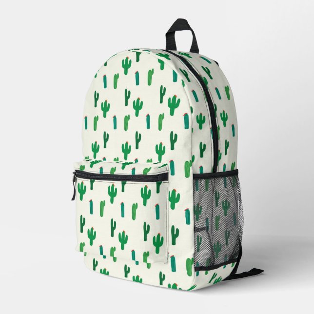 Mochila Impresa Patrón de cactus verde brillante (Esquina derecha trasera )