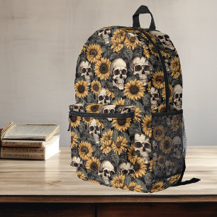 Mochila Impresa patrón de calavera y girasol