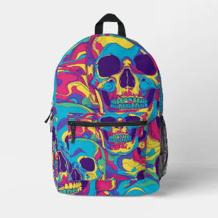Mochila Impresa Patrón de calaveras psicodélicas en mosaico