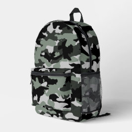Mochila Impresa Patrón de camo negro y gris claro para los hombres