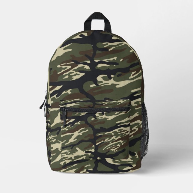 Mochila Impresa Patrón de Camuflaje Clásico de Bosque (Anverso)