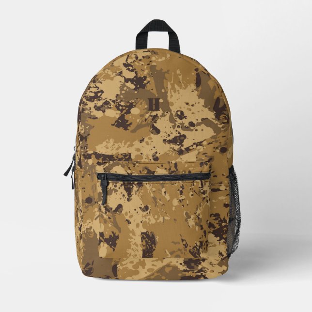 Mochila Impresa Patrón de camuflaje del desierto del monograma mod (Anverso)