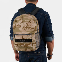 Mochila Impresa Patrón de camuflaje del desierto, su nombre, perso
