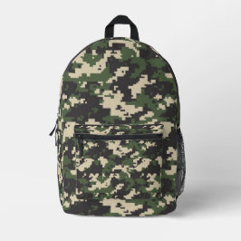 Mochila Impresa Patrón de Camuflaje Digital Verde