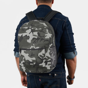 Mochila Impresa Patrón de camuflaje gris, patrón militar, ejército