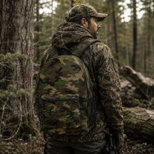 Mochila Impresa Patrón de camuflaje militar clásico de bosque