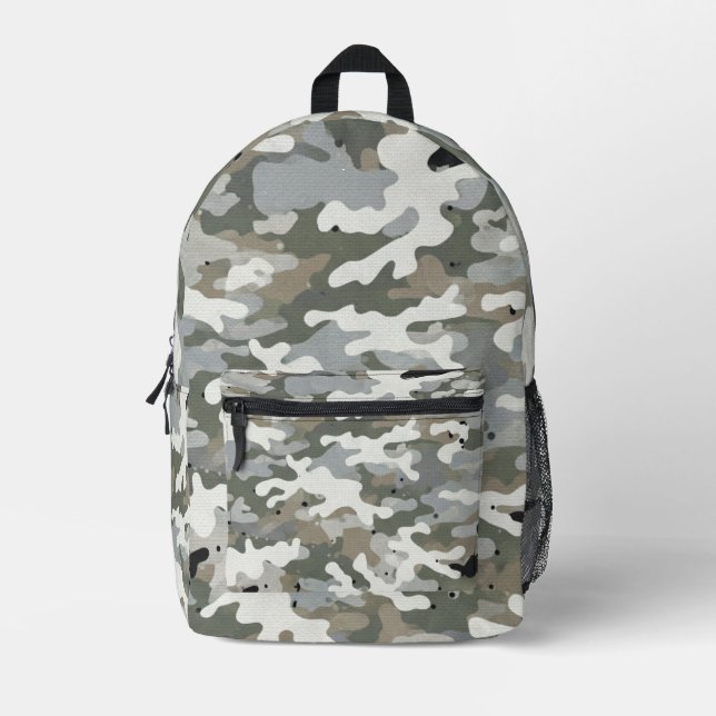Mochila Impresa Patrón de Camuflaje Militar de Invierno (Anverso)