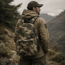Mochila Impresa Patrón de camuflaje militar retro