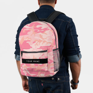 Mochila Impresa Patrón de camuflaje rosado, nombre, personalizació