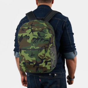 Mochila Impresa Patrón de camuflaje verde, patrón militar, ejércit