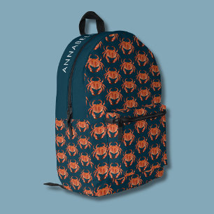 Mochila Impresa Patrón de cangrejos junto al mar