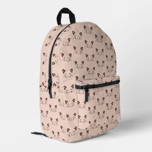 Mochila Impresa Patrón de cara de gato sonriente minimalista kawai