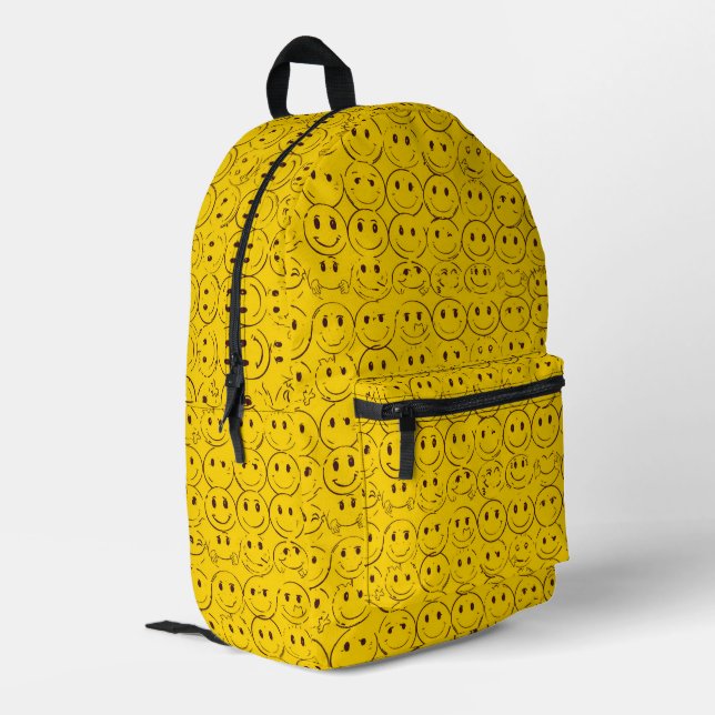 Mochila Impresa Patrón de caras sonrientes - Sonrisas amarillas ín (Esquina izquierda trasera)