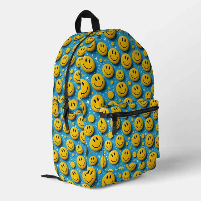 Mochila Impresa Patrón de caras sonrientes - Sonrisas amarillas ín (Esquina izquierda trasera)