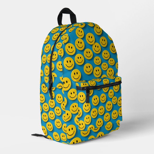 Mochila Impresa Patrón de caras sonrientes - Sonrisas amarillas ín (Esquina izquierda trasera)