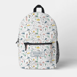 Mochila Impresa Patrón de carreteras de dibujos animados de niños 