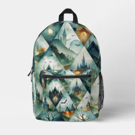 Mochila Impresa Patrón de castillo de Halloween gótico