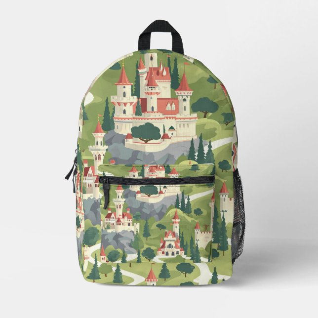 Mochila Impresa Patrón de castillo medieval en mosaico (Anverso)