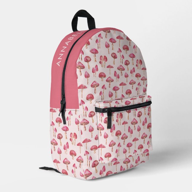 Mochila Impresa Patrón de champiñón rosa (Esquina izquierda trasera)