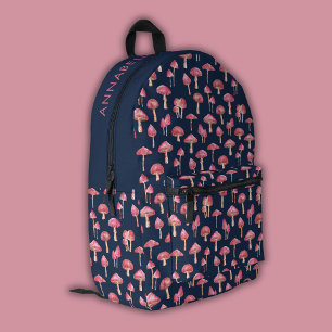 Mochila Impresa Patrón de champiñones rosas y azules