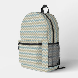 Mochila Impresa Patrón de cheurón sobre textura de lino