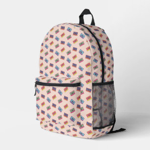 Mochila Impresa Patrón de cinta de audio retro neón