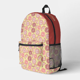 Mochila Impresa Patrón de cítricos de nombre personalizado
