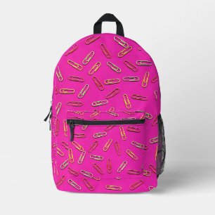Mochila Impresa Patrón de clip de papel CUTE sobre rosado