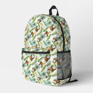 Mochila Impresa Patrón de coco tropical acuarela